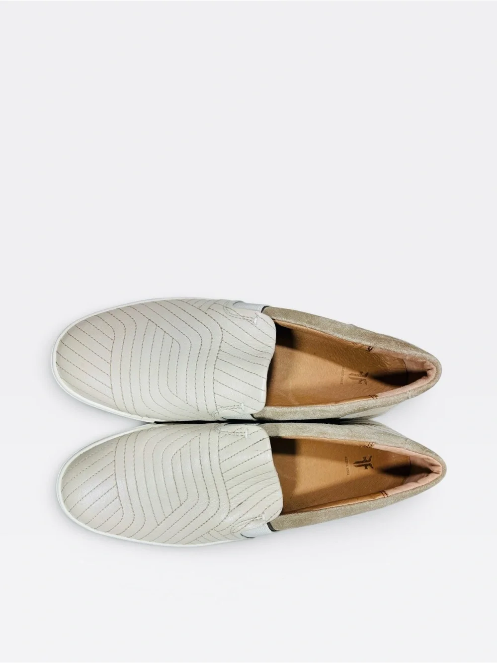 Frye Ivy Stitch Beige Ivory Women’s Slip On Leather Sneakers Comfort Sporty 8.5